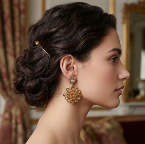 Vintage Citrine & Golden Topaz Crystal Starburst Medallion Drop Earrings